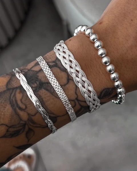 Pulseira trançada estilo bali em Prata 925